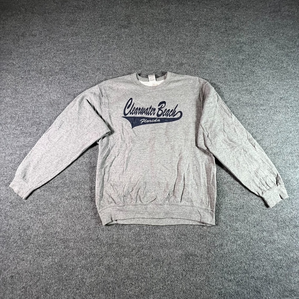 Jerzees NuBlend Sweatshirt Men's Large Gray Clearwater Beach Florida Athleisure